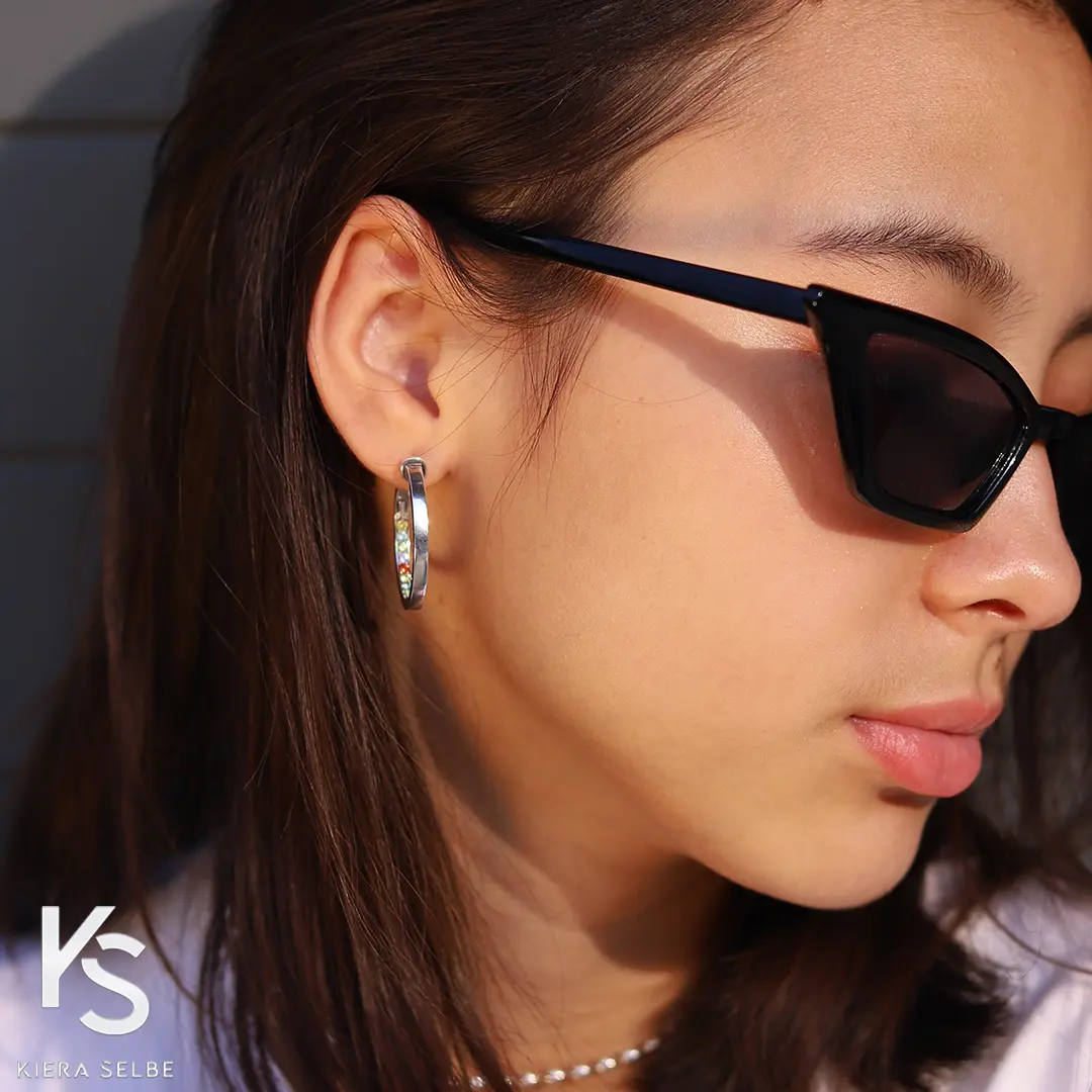 Saturn hoops earrings Multicolored - Image 2